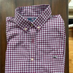 Vineyard Vines Men's Burgundy Checkered Shirt